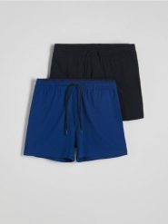 Szorty piżamowe 2 pack - czarny. Czarne piżamy męskie Reserved, z bawełny, bez kołnierzyka. W wyprzedaży za 59.99 zł.