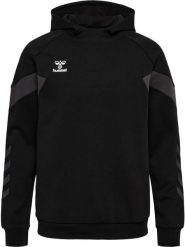 Bluza z kapturem Hummel Travel. Czarne bluzy sportowe męskie HUMMEL, bez wzorów, z bawełny, klasyczne, bez kołnierzyka, bez ramiączek. Za 189.85 zł.