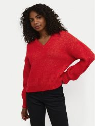 Kaffe Sweter Trina 10508973 Czerwony Loose Fit. Czerwone swetry klasyczne damskie Kaffe, xl, z syntetyku, bez kołnierzyka. Za 149.99 zł.
