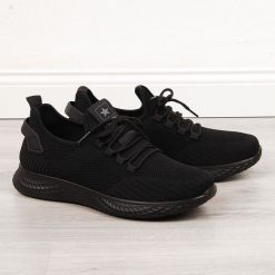 Buty sportowe męskie z siatką czarne News 3634. Czarne buty sportowe na co dzień męskie NEWS, z gumy, bez zapięcia. Za 99.99 zł.