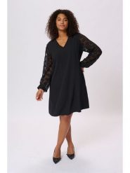 KAFFE curve Sukienka "Milli" w kolorze czarnym rozmiar: 48. Czarne sukienki damskie KAFFE curve, na co dzień, bez wzorów, z koronki, bez kołnierzyka, bez ramiączek, midi, proste. Za 130.99 zł.