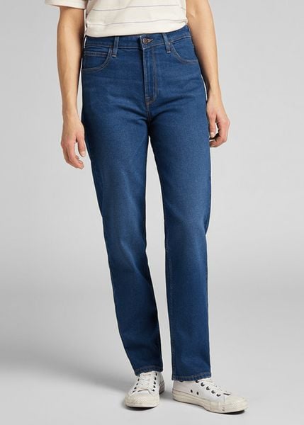 DAMSKIE SPODNIE LEE CAROL MID STONE SITKA 112145015. Spodnie materiałowe damskie Lee, bez wzorów, z jeansu. Za 219.99 zł.