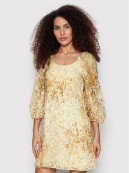 Sisley Sukienka koktajlowa 49O6LV00H Beżowy Regular Fit. Brązowe sukienki damskie SISLEY, bez wzorów, z wiskozy, wizytowe, bez kołnierzyka, bez ramiączek. Za 389.99 zł.