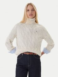 Tommy Hilfiger Golf WW0WW46791 Beżowy Regular Fit. Brązowe golfy damskie Tommy Hilfiger, xxl, bez wzorów, z wełny, bez ramiączek. Za 519.99 zł.