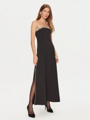 Eleh Sukienka wieczorowa E00348 Czarny Regular Fit. Czarne sukienki damskie Eleh, s, bez wzorów, z syntetyku, wizytowe, bez kołnierzyka, bez ramiączek. Za 849.99 zł.