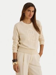 LAUREN RALPH LAUREN Sweter 200979653001 Kremowy Regular Fit. Białe swetry klasyczne damskie Lauren Ralph Lauren, s, z bawełny, bez kołnierzyka. Za 1,199.00 zł.