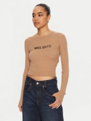 Miss Sixty Sweter 6L3RJ7291000 Brązowy Slim Fit. Brązowe swetry klasyczne damskie Miss Sixty, l, z wełny, bez kołnierzyka. Za 379.99 zł.