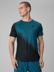 4F Koszulka treningowa regular szybkoschnąca męska - granatowa XL. Niebieskie t-shirty sportowe męskie 4f, m, ze skóry, bez ramiączek. Za 129.99 zł.