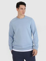 4F Bluza dresowa nierozpinana bez kaptura męska - niebieska S. Niebieskie bluzy bez kaptura męskie 4f, bez wzorów, z bawełny, klasyczne, bez kołnierzyka, bez ramiączek. W wyprzedaży za 99.99 zł.