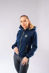 Bluza jeździecka Josie. Niebieskie bluzy z kapturem damskie JD ATTACK, l, z bawełny. Za 332.05 zł.