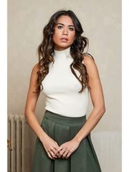 Joséfine Top dzianinowy "Jonfor" w kolorze zielonym rozmiar: M. Brązowe topy damskie Joséfine, m, bez wzorów, z dzianiny, bez kołnierzyka. Za 91.99 zł.