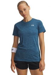 Under Armour Koszulka sportowa "Twist" w kolorze granatowym rozmiar: XL. Niebieskie bluzki sportowe damskie Under Armour, xl, z materiału, bez kołnierzyka, bez ramiączek. Za 68.95 zł.