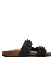 Geox Klapki D Brionia D35LSL 00032 C9999 Czarny. Czarne klapki damskie Geox, bez wzorów, z nubiku, bez obcasa. Za 249.99 zł.