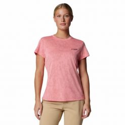 Koszulka szybkoschnąca damska Columbia Bluebird Canyon Short Sleeve Crew. Czerwone t-shirty damskie Columbia, s, bez wzorów, bez kołnierzyka. Za 140.99 zł.