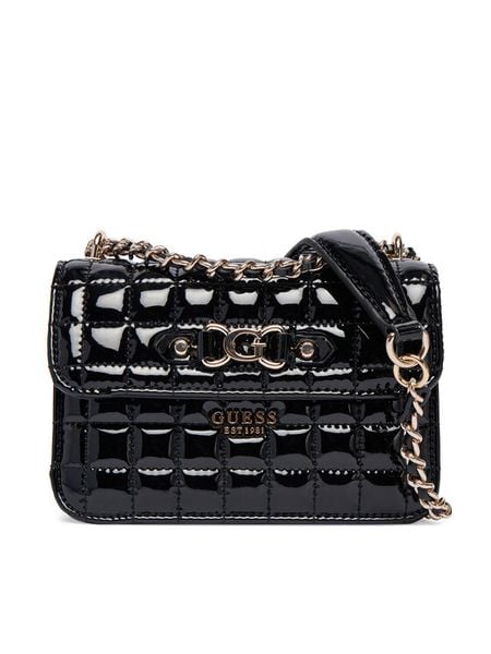 Guess Torebka Nadira Mini HWQT84 24780 Czarny. Czarne torebki klasyczne damskie Guess, z aplikacjami, ze skóry, wizytowe, bez kołnierzyka, bez ramiączek. Za 329.99 zł.