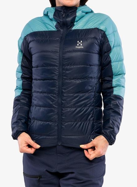 Kurtka puchowa damska Haglofs L.I.M Down Hood. Niebieskie kurtki damskie Haglöfs, l, bez wzorów, z poliamidu, bez kaptura. Za 819.49 zł.