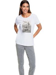 Heine Koszulka w kolorze białym rozmiar: 50. Białe bluzki damskie Heine, bez wzorów, z bawełny, bez kołnierzyka. Za 78.99 zł.