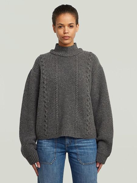 G-Star Wełniany sweter w kolorze antracytowym rozmiar: XL. Czarne golfy damskie G-Star, xl, bez wzorów, z wełny, bez ramiączek. Za 254.95 zł.