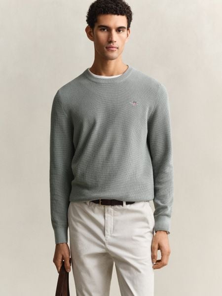 Gant sweter z dzianiny Mężczyźni Bawełna zielony, L. Zielone swetry męskie Gant, l, bez wzorów, z bawełny, bez kołnierzyka. Za 429.95 zł.