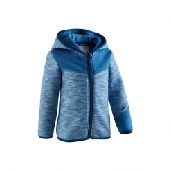 Bluza na zamek do gimnastyki 500 dla maluchów. Niebieskie bluzy i bluzki niemowlęce DOMYOS, bez wzorów, z elastanu, bez ramiączek, z kapturem. Za 54.99 zł.