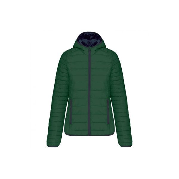 Damska lekka kurtka z kapturem Kariban. Zielone kurtki damskie KARIBAN, bez wzorów, z puchu, z kapturem. W wyprzedaży za 304.00 zł.