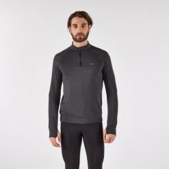 Bluza do biegania męska Kiprun Run 100 Warm ocieplana. Czarne bluzy bez kaptura męskie KIPRUN, m, z materiału. Za 59.99 zł.