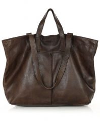 Duża torba shopper skórzana podwójne rączki - MARCO MAZZINI ciemny brąz. Shopper bag damskie bez wzorów, ze skóry, duże, bez dodatków. Za 559.00 zł.