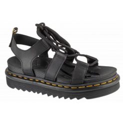Sandały Dr. Martens Nartilla Sandals W DM31617001 czarne. Czarne sandały damskie bez wzorów, z materiału, bez obcasa, na platformie. Za 699.27 zł.