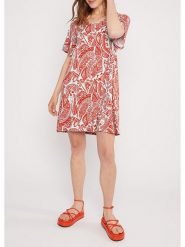 Blutsgeschwister Sukienka "Fly Little Bird" w kolorze czerwono-białym rozmiar: XL. Białe sukienki damskie Blutsgeschwister, na imprezę, s, bez wzorów, z wiskozy, klasyczne, bez kołnierzyka, bez ramiączek, mini. Za 131.43 zł.