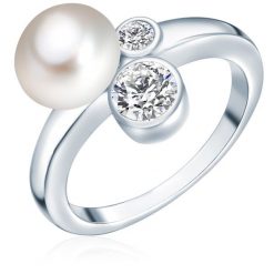 Valero Pearls Pierścionek z perłą srebro wysokiej próby Cyrkonia Perła hodowlana słodkowodna srebrny Pierścionki 1 ct Damski. Szare pierścionki damskie Valero Pearls, z cyrkonią, srebrne. Za 229.99 zł.
