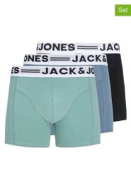 Jack & Jones Bokserki (3 pary) w kolorze czarno-turkusowo-błękitnym rozmiar: S. Czarne bokserki męskie Jack & Jones, bez wzorów. Za 79.03 zł.