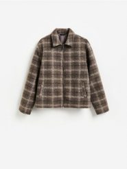 Kurtka z domieszką wełny - brązowy. Brązowe kurtki męskie Reserved, l, bez wzorów, z dzianiny, bez kaptura. Za 239.99 zł.