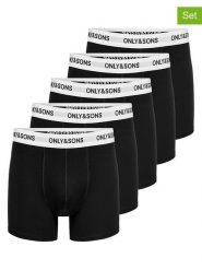ONLY & SONS Bokserki (5 par) "Onstrey" w kolorze czarnym rozmiar: L. Czarne bokserki męskie Only & Sons, bez wzorów. Za 87.40 zł.