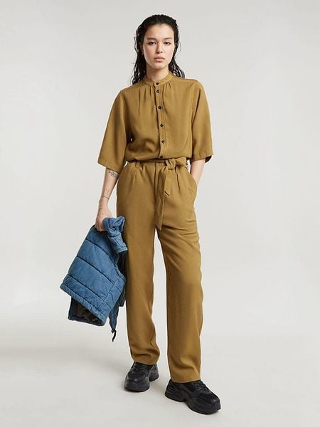 G-Star Kombinezon w kolorze musztardowym rozmiar: S. Brązowe kombinezony damskie G-Star, s, bez wzorów, z tkaniny, retro, bez kołnierzyka, bez ramiączek. Za 287.16 zł.