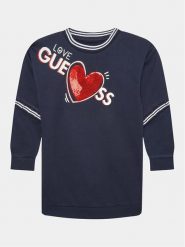 Guess Sukienka codzienna K3YK21 KA6R0 Granatowy Regular Fit. Niebieskie sukienki dziewczęce Guess, z aplikacjami, z bawełny, bez ramiączek. Za 119.99 zł.