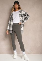 Szare Legginsy High Waist z Szeroką Gumką w Pasie Sevini. Szare legginsy damskie Renee, l, z aplikacjami, z jeansu. Za 24.99 zł.