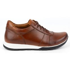 Olivier Buty męskie podwyższające sznurowane skórzane Sport Style 408KZ + 3 cm brązowe. Brązowe buty sportowe na co dzień męskie ze skóry, bez zapięcia, trekkingowe. Za 408.14 zł.