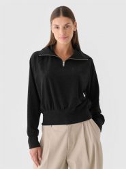 4F Bluza dresowa z weluru nierozpinana bez kaptura damska - czarna XS. Czarne bluzy bez kaptura damskie 4f, xs, z dresówki. W wyprzedaży za 69.99 zł.