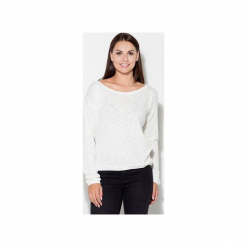 Bluzka K230 Ecru. Brązowe bluzki damskie Katrus, m, bez wzorów, biznesowe, bez kołnierzyka, bez ramiączek. Za 79.00 zł.