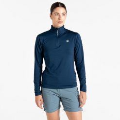 Bluza narciarska termoaktywna damska Lowline II. Niebieskie bluzy bez kaptura damskie Dare 2b, l, z elastanu. W wyprzedaży za 109.99 zł.