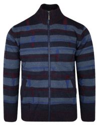 Sweter Wełniany Granatowo-Niebieski Rozpinany z Wysokim Dekoltem na Zamek, Ciepły -TRIKKO. Niebieskie kardigany męskie Trikko, s, bez wzorów, z wełny, eleganckie, bez kołnierzyka. Za 285.00 zł.