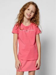 Tommy Hilfiger T-Shirt Essential Tee KG0KG05242 D Różowy Regular Fit. Czerwone koszulki dziewczęce Tommy Hilfiger, bez wzorów, z bawełny, bez ramiączek. Za 149.99 zł.