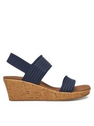 Skechers Sandały Beverlee-Sheer Luck 119571/NVY Granatowy. Niebieskie sandały damskie Skechers, bez wzorów, z materiału, bez obcasa, na koturnie. Za 189.99 zł.