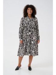 KAFFE curve Sukienka w kolorze czarno-kremowym rozmiar: 50. Czarne sukienki damskie KAFFE curve, na co dzień, bez wzorów, z tkaniny, bez kołnierzyka, bez ramiączek, midi, proste. Za 126.99 zł.