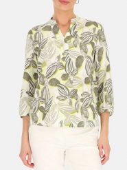Gerry Weber Lniana bluzka w kolorze oliwkowo-białym rozmiar: 42. Zielone bluzki damskie Gerry Weber, bez wzorów, ze lnu, bez kołnierzyka, bez ramiączek. Za 189.29 zł.