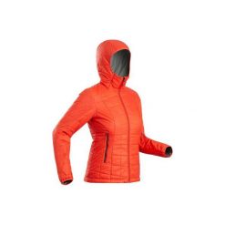 Kurtka trekkingowa Trek 100 z kapturem damska. Czerwone kurtki damskie FORCLAZ, m, bez wzorów, z materiału, z kapturem. Za 119.99 zł.