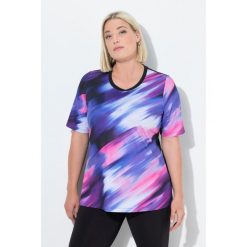 Damskie T-Shirt wycięcie na plecach okrągły dekolt rękaw 1/2. Niebieskie t-shirty damskie Ulla Popken, plus size, bez wzorów, z elastanu, bez kołnierzyka. W wyprzedaży za 159.99 zł.