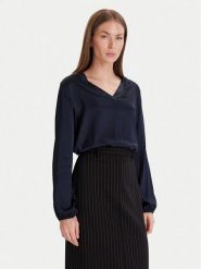 Maryley Bluzka 25IB824/18BL Granatowy Regular Fit. Niebieskie bluzki damskie Maryley, m, bez wzorów, z wiskozy, bez kołnierzyka, bez ramiączek. Za 289.99 zł.