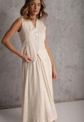 Beżowy Komplet z Bawełny Kamizelka i Spódnica o Rozkloszowanym Kroju Movenae. Brązowe kamizelki damskie Renee, m, z bawełny. Za 159.99 zł.