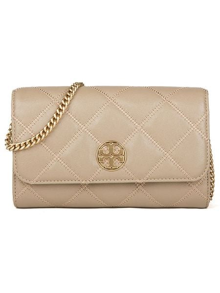 Tory Burch Skórzana torebka w kolorze beżowym - 20 x 11 x 5 cm rozmiar: onesize. Brązowe torebki klasyczne damskie Tory Burch, bez wzorów, z materiału, pikowane, bez dodatków. Za 1,668.95 zł.
